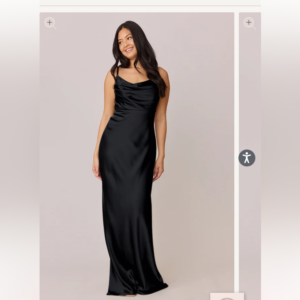 Revelry Black Ruched Maxi Gown Cowl Neck